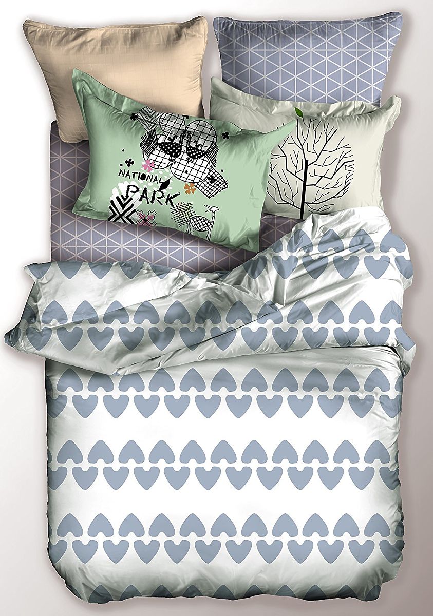 Bedding BASIC color gray printed geometric pattern 155x220_80x80*1 DecoKing