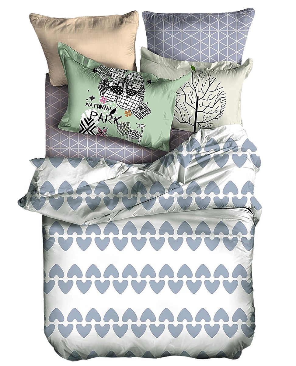 Bedding BASIC color gray printed geometric pattern 155x220_80x80*1 DecoKing