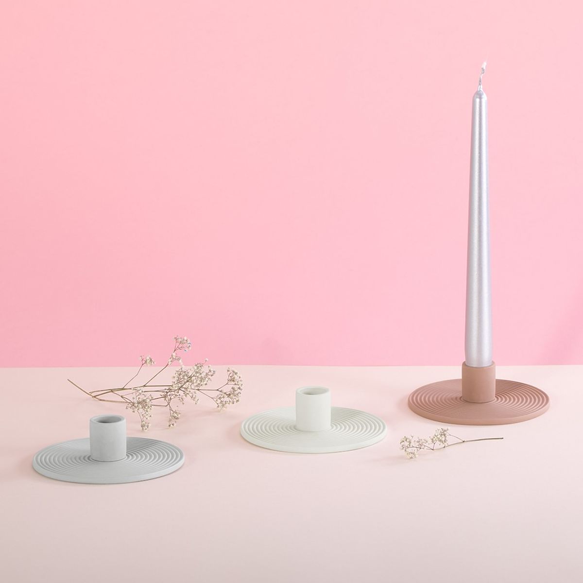 Candleholder MORAB Grey Color Boho Style for Interior AmeliaHome