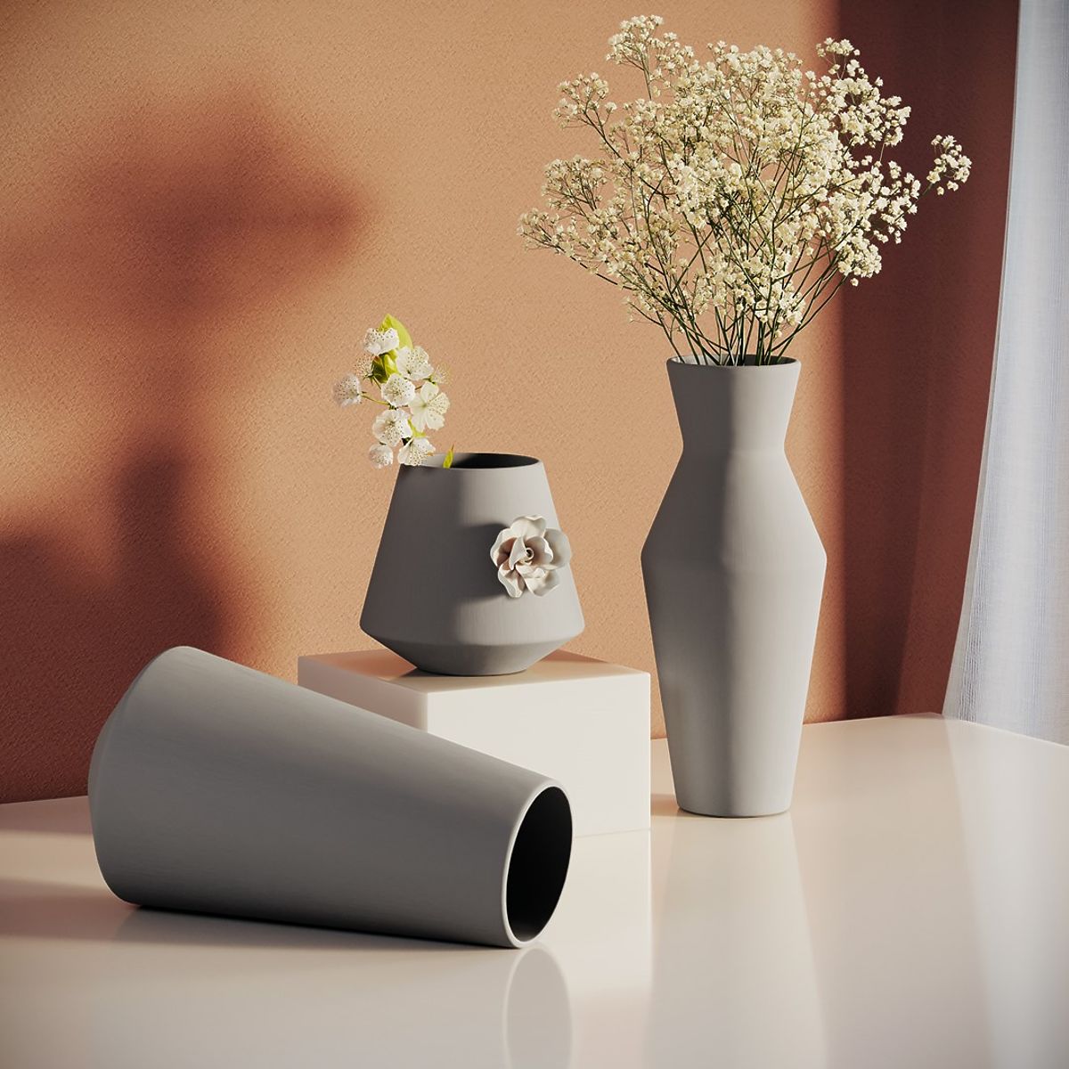 LUSITANO Flowerpot Black Color Classic Style for Interior AmeliaHome