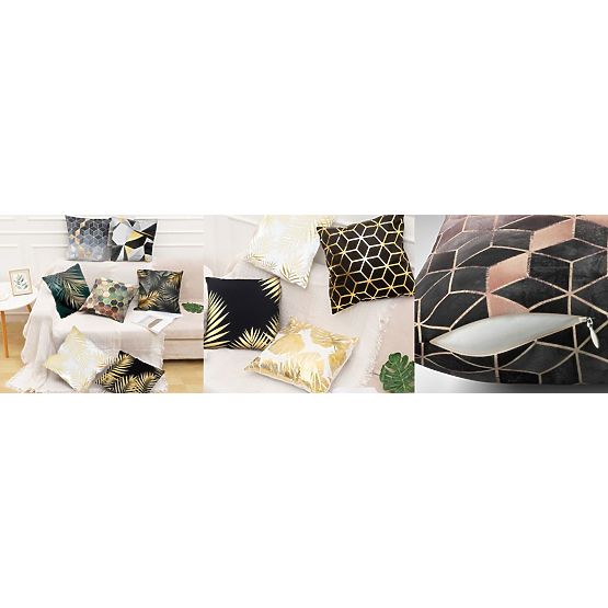 3D Pillow Cover - Green and Gold