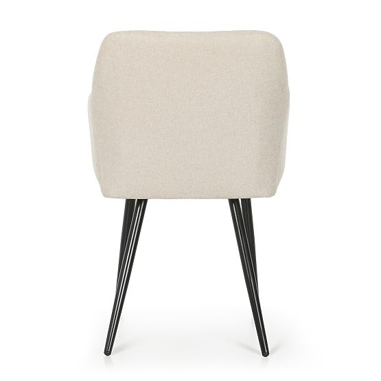 4x Upholstered Chair with Square Quilting Beige LUXANO Black Legs Lumos Fabric