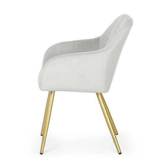 4x Upholstered Chair with Square Quilting Gray LUXANO Gold Legs