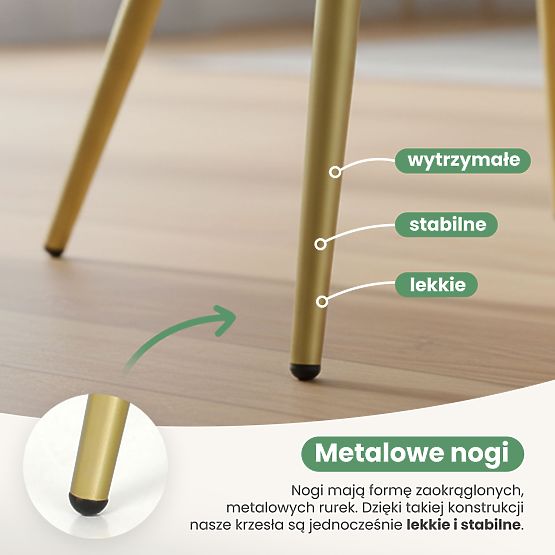 4x Upholstered Chair with Square Quilting Gray LUXANO Gold Legs