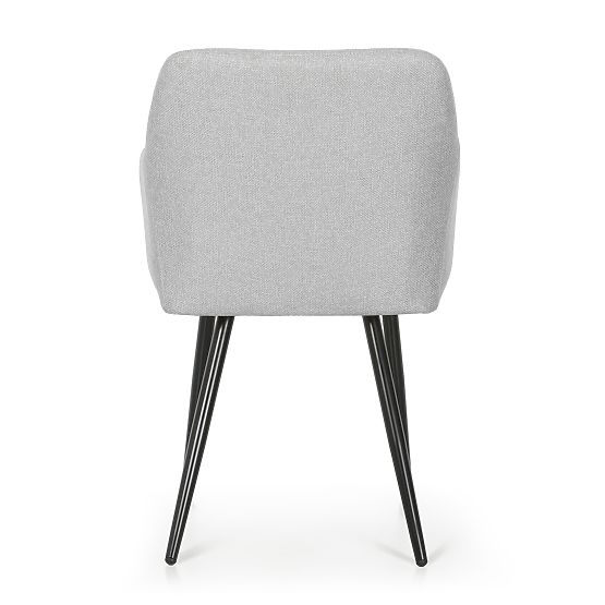 4x Upholstered Chair with Square Quilting Light Gray LUXANO Black Legs Fabric Lumos