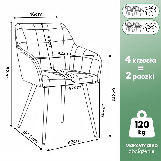 4x Upholstered Chair with Square Stitching Bottle Green LUXANO Black Legs