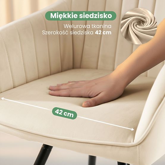 4x Velvet Swivel Chair with Stitching Beige TURNO Black Legs