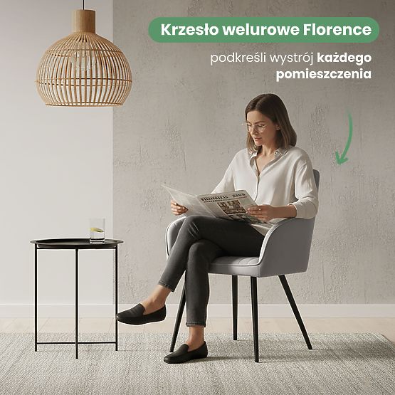 4x Velvet Upholstered Chair with Stitching Gray FLORENCE Black Legs