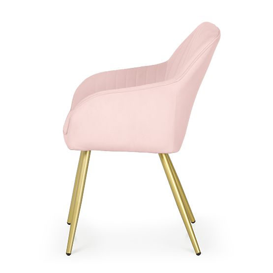 4x Velvet Upholstered Chair with Stitching Powder Pink FLORENCE Gold Legs