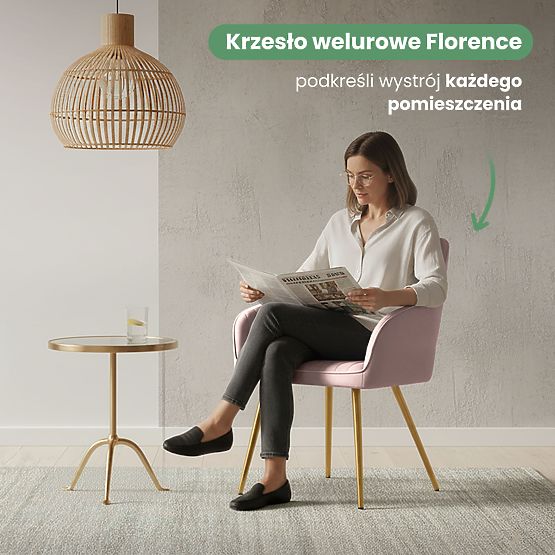 4x Velvet Upholstered Chair with Stitching Powder Pink FLORENCE Gold Legs