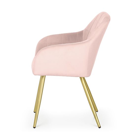 6x Upholstered Chair with Square Quilting Powder Pink LUXANO Gold Legs