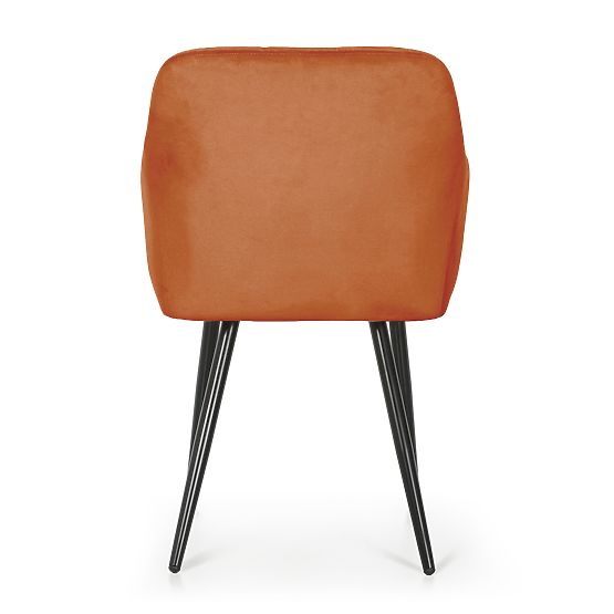 6x Upholstered Chair with Square Stitching Copper LUXANO Black Legs