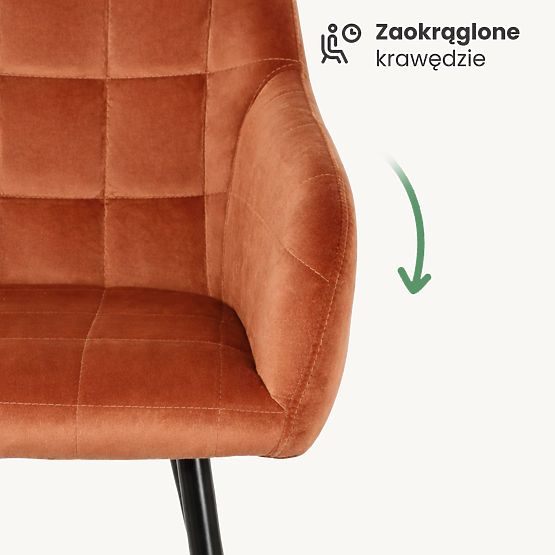 6x Upholstered Chair with Square Stitching Copper LUXANO Black Legs