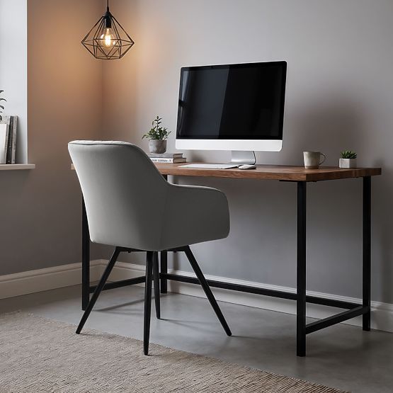 6x Velvet Swivel Chair with Stitching Gray TURNO Black Legs