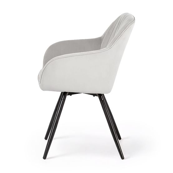 6x Velvet Swivel Chair with Stitching Gray TURNO Black Legs