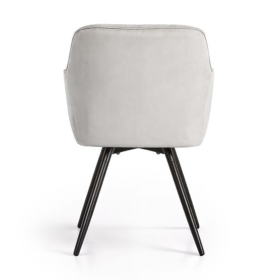 6x Velvet Swivel Chair with Stitching Gray TURNO Black Legs