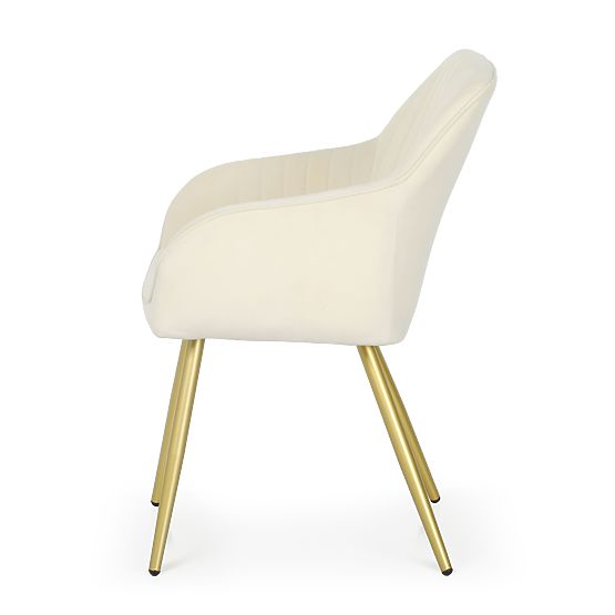 6x Velvet Upholstered Chair with Stitching Cream FLORENCE Gold Legs