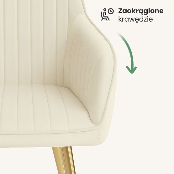 6x Velvet Upholstered Chair with Stitching Cream FLORENCE Gold Legs