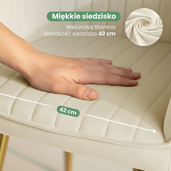 6x Velvet Upholstered Chair with Stitching Cream FLORENCE Gold Legs