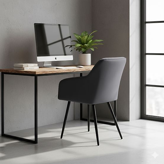 6x Velvet Upholstered Chair with Stitching Dark Graphite FLORENCE Black Legs