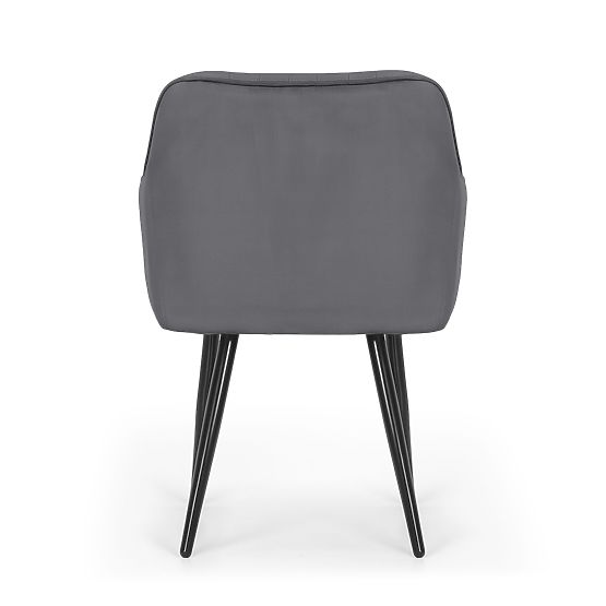 6x Velvet Upholstered Chair with Stitching Dark Graphite FLORENCE Black Legs