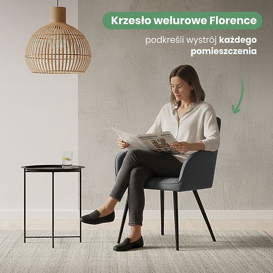 6x Velvet Upholstered Chair with Stitching Dark Graphite FLORENCE Black Legs