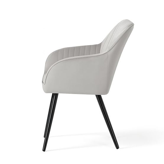 6x Velvet Upholstered Chair with Stitching Gray FLORENCE Black Legs