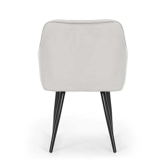 6x Velvet Upholstered Chair with Stitching Gray FLORENCE Black Legs