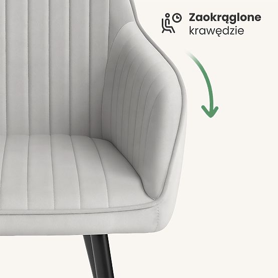 6x Velvet Upholstered Chair with Stitching Gray FLORENCE Black Legs