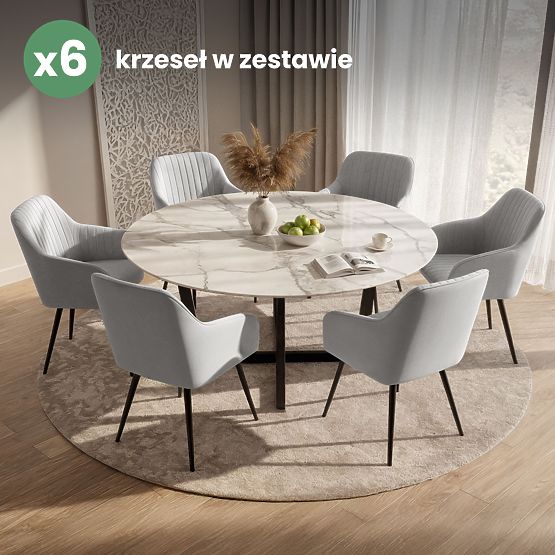 6x Velvet Upholstered Chair with Stitching Gray FLORENCE Black Legs