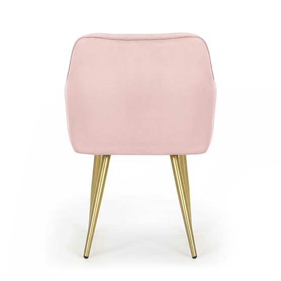 6x Velvet Upholstered Chair with Stitching Powder Pink FLORENCE Gold Legs