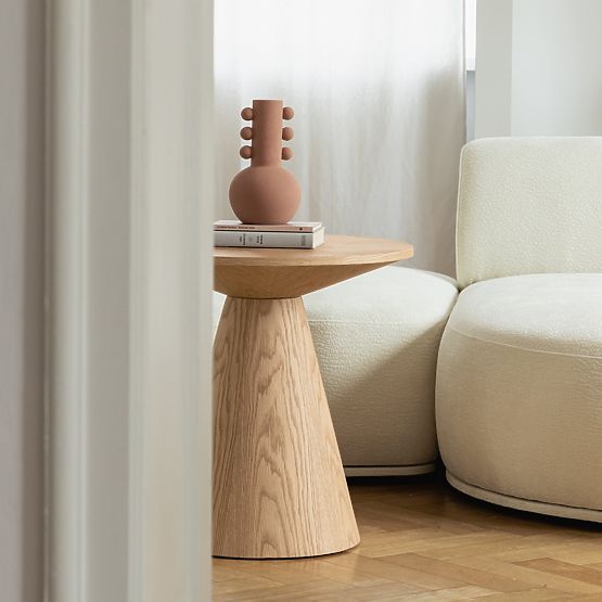 Abisko Side Table, 60 cm, Round, Natural Oak Veneer