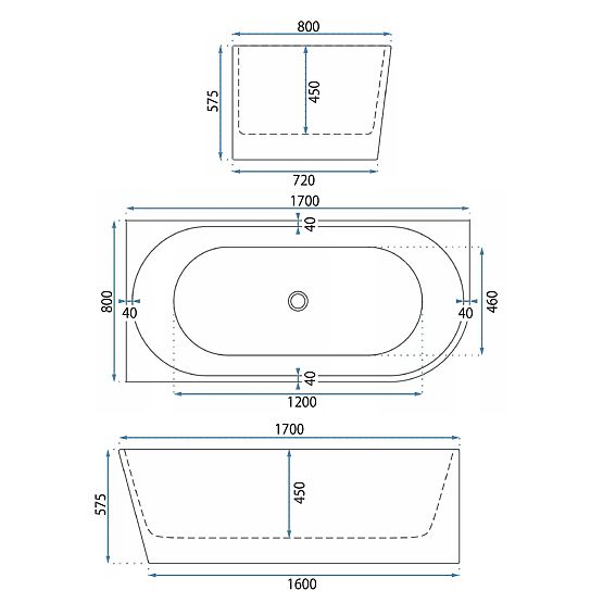 Acrylic Corner Bathtub WENUS LEFT 170
