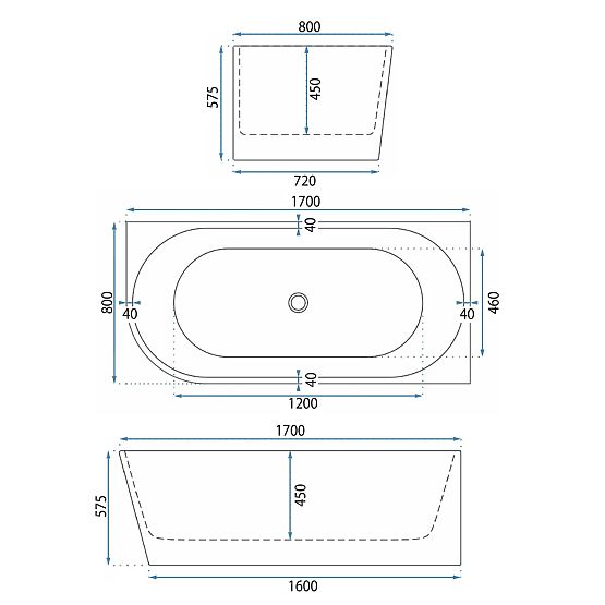 Acrylic Corner Bathtub WENUS RIGHT 170
