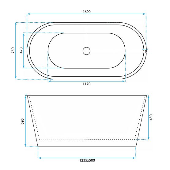 Acrylic Freestanding Bathtub ROMA 170