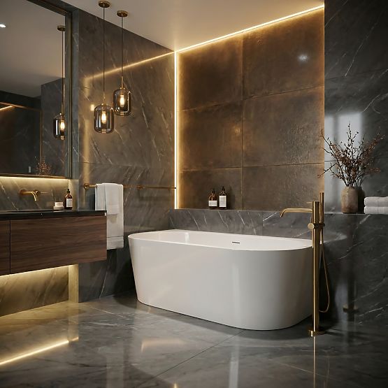 Acrylic Wall-Mounted Bathtub OLIMPIA 170 cm