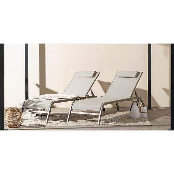 Adjustable Garden Lounger Sandy, Light Grey/Beige