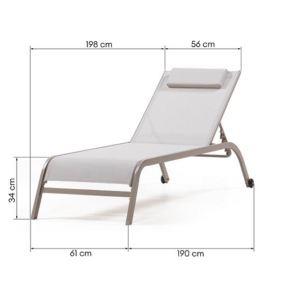 Adjustable Garden Lounger Sandy, Light Grey/Beige