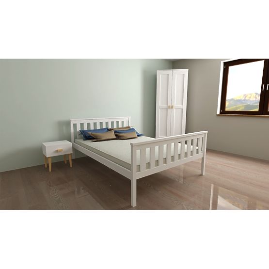 Wooden Bed Aga 200 x 90 cm - White
