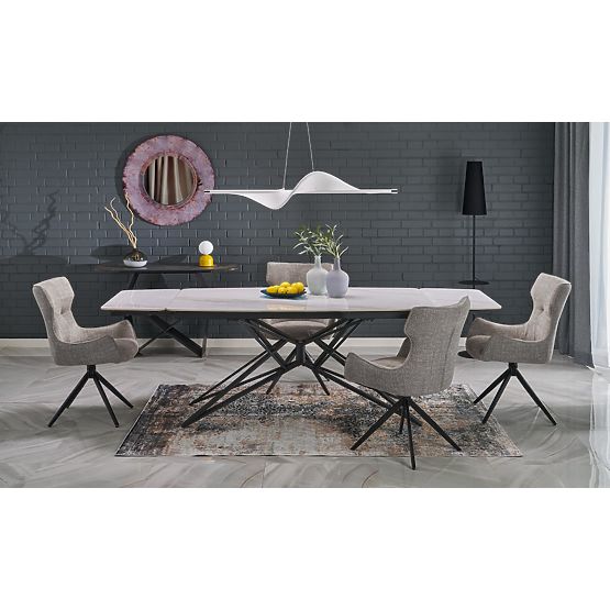 ALFREDO Extendable Table, White Marble / Black (2p=1pc)