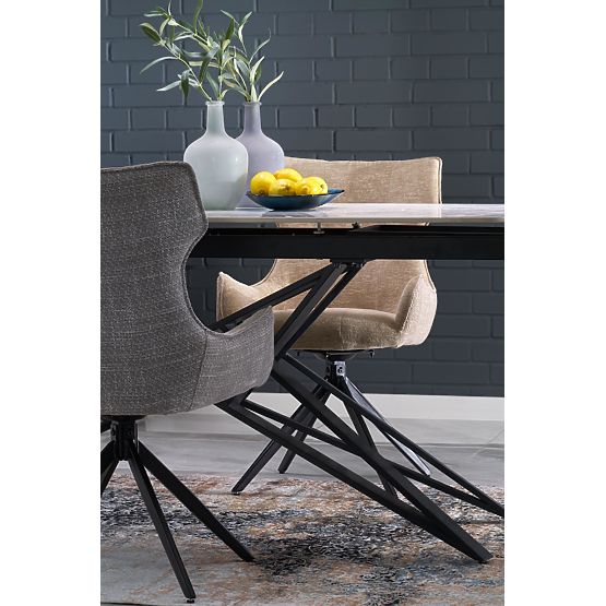 ALFREDO Extendable Table, White Marble / Black (2p=1pc)