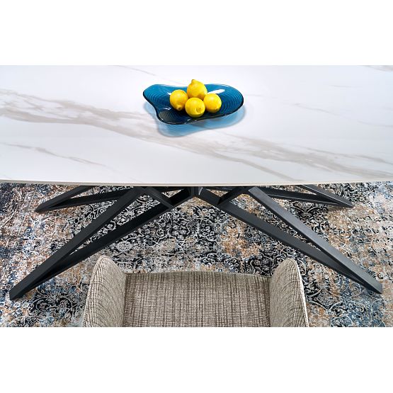 ALFREDO Extendable Table, White Marble / Black (2p=1pc)