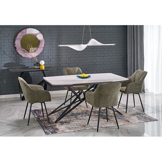 ALFREDO Extendable Table, White Marble / Black (2p=1pc)