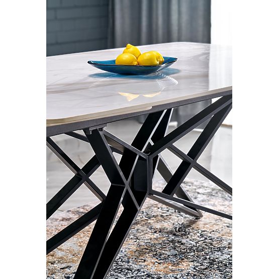 ALFREDO Extendable Table, White Marble / Black (2p=1pc)