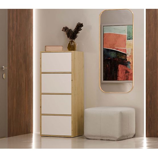 ALMA Sideboard Front WHITE Body ARTISAN OAK