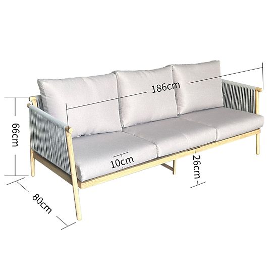 Aluminum Garden Sofa BLANDO - Large 3-Seater, 186 cm