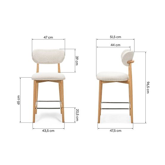 Amalfi Bar Stool, Cream, Oak