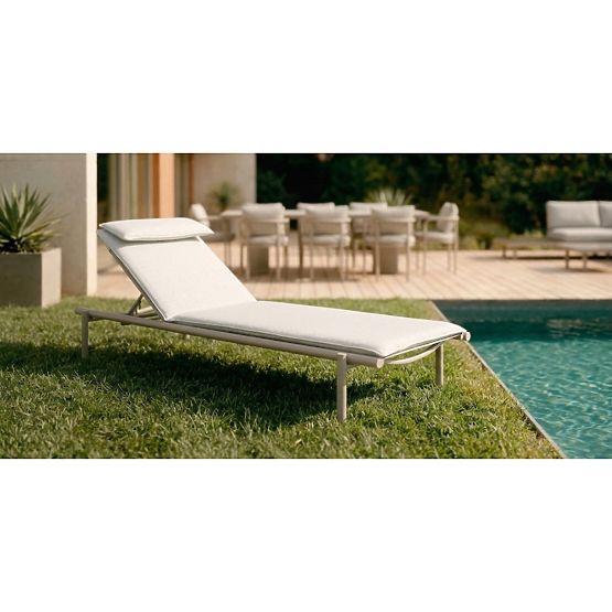 Amarello Adjustable Garden Lounger, Aluminum, Light Beige/Beige-Grey