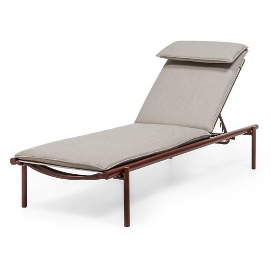 Amarello Adjustable Garden Lounger, Aluminum, Light Beige/Burgundy Brown
