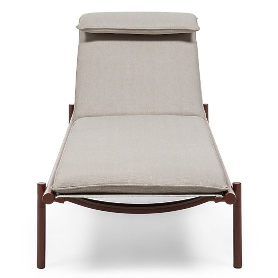 Amarello Adjustable Garden Lounger, Aluminum, Light Beige/Burgundy Brown
